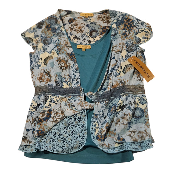 Notations Tops - Notations Medium Blue Short Sleeve Shirt